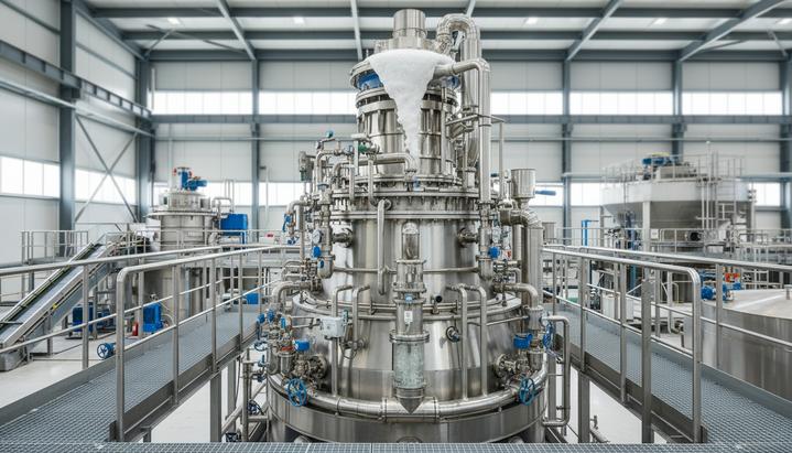 Технология Jameson Cell увеличила извлечение золота на руднике Fruta del Norte Вертикальная флотационная камера Jameson Cell из нержавеющей стали внутри цеха обогатительной фабрики.