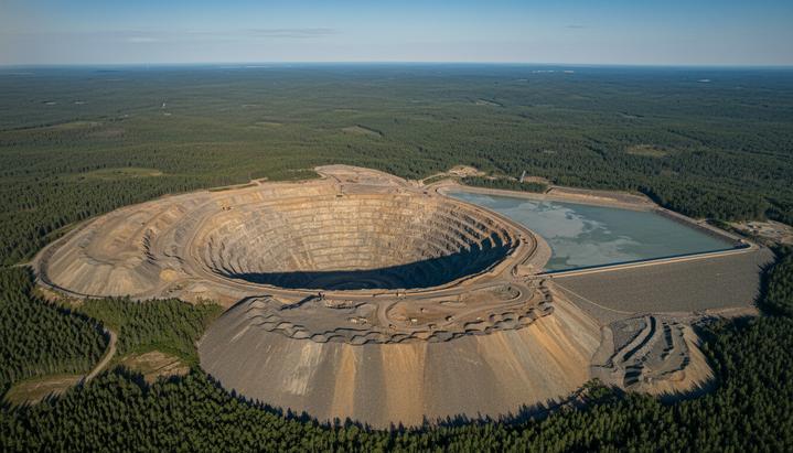 Рудник Mt Milligan в Канаде продлил срок службы и увеличит добычу Воздушный вид на огромный карьер рудника Mt Milligan, хвостохранилище и отвалы породы в горах Британской Колумбии.