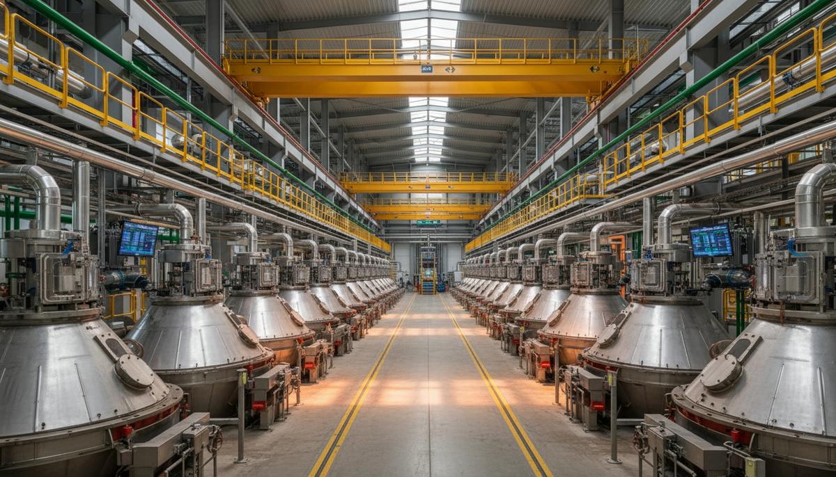 Barrick Gold выбрала технологию Metso для расширения рудника Lumwana в Замбии Современный обогатительный цех медного рудника. Ряды флотационных машин Concorde Cell и TankCell, стальные конструкции и трубопроводы.