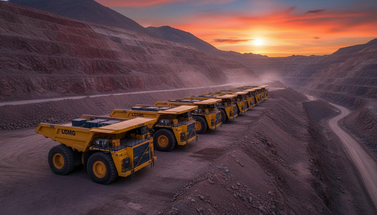 LGMG укрепляет позиции в Перу поставкой 226 единиц горной техники Ряд новых желтых карьерных самосвалов LGMG на территории крупного горного разреза в Андах на закате.