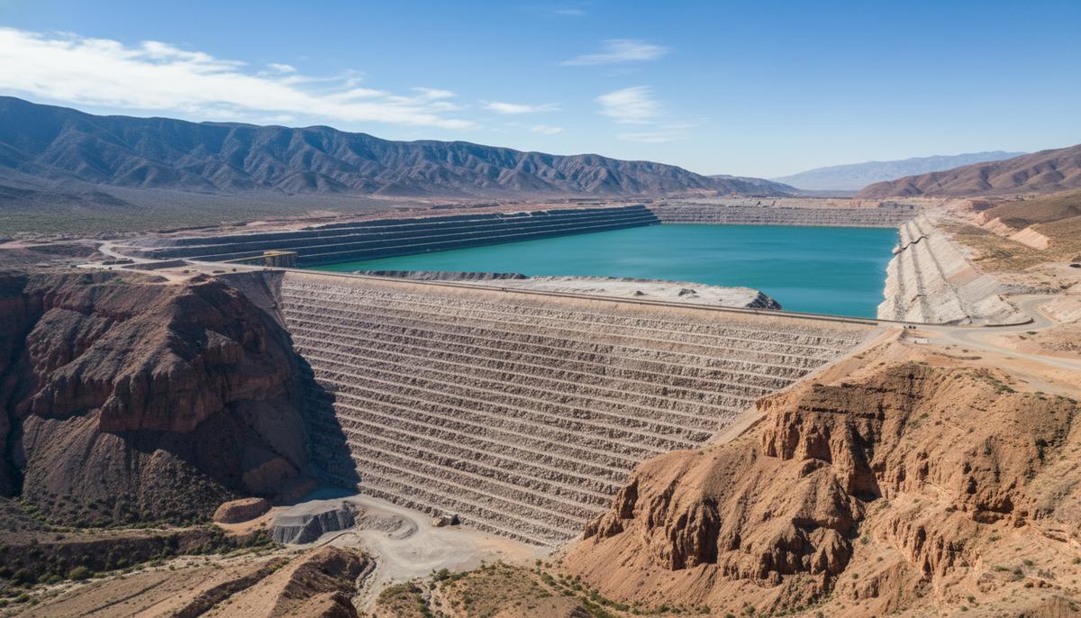 Глобальный институт по управлению хвостохранилищами назначил первого CEO Масштабная дамба горнопромышленного хвостохранилища с большим прудом-отстойником в горной местности.