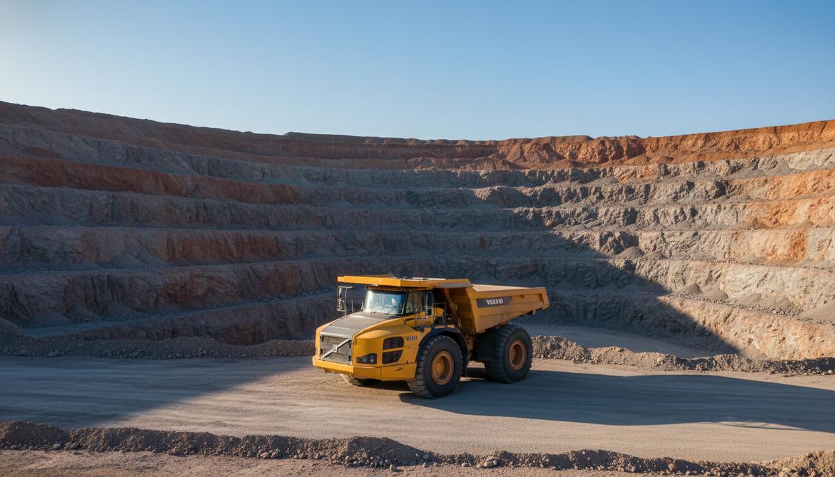 Ключевые подрядчики ведут экспансию горной отрасли Саудовской Аравии Крупногабаритный карьерный самосвал Volvo R100 в огромном открытом фосфатном карьере в пустыне Саудовской Аравии.