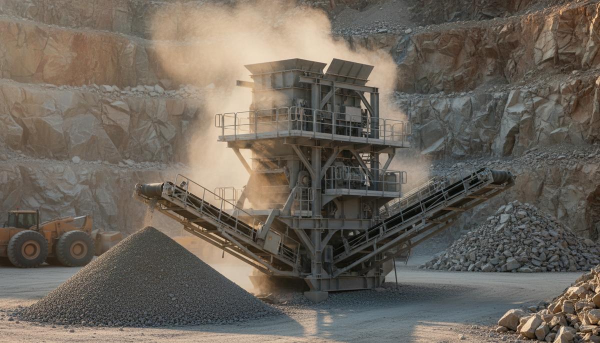 Крупная мобильная дробильно-сортировочная установка Pilot Crushtec TwisterTrac VS350E на карьере в Европе.