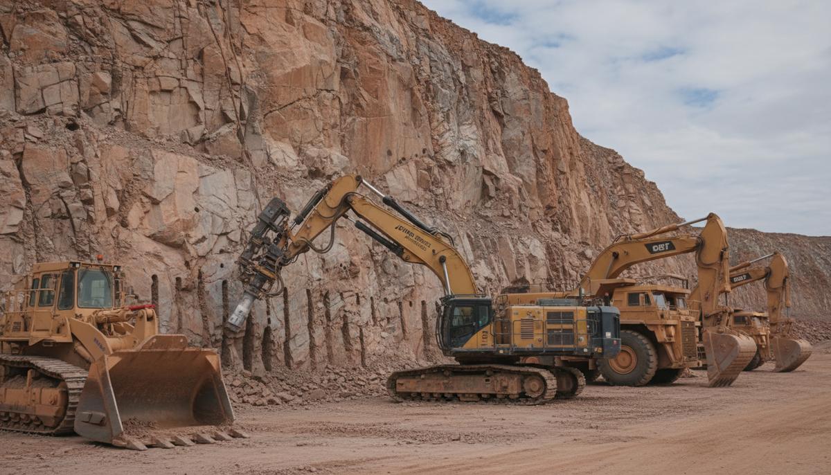 Автоматизированный робот ARTEV1000 от Jevons Robotics на фоне высокого уступа в горнодобывающем карьере.