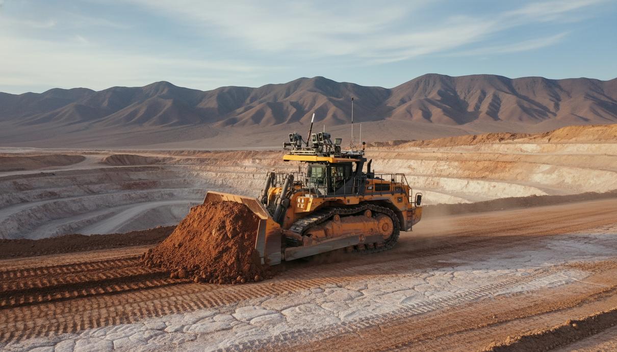 Бульдозер Liebherr PR 776 G8 с системой дистанционного управления в карьере месторождения йода.