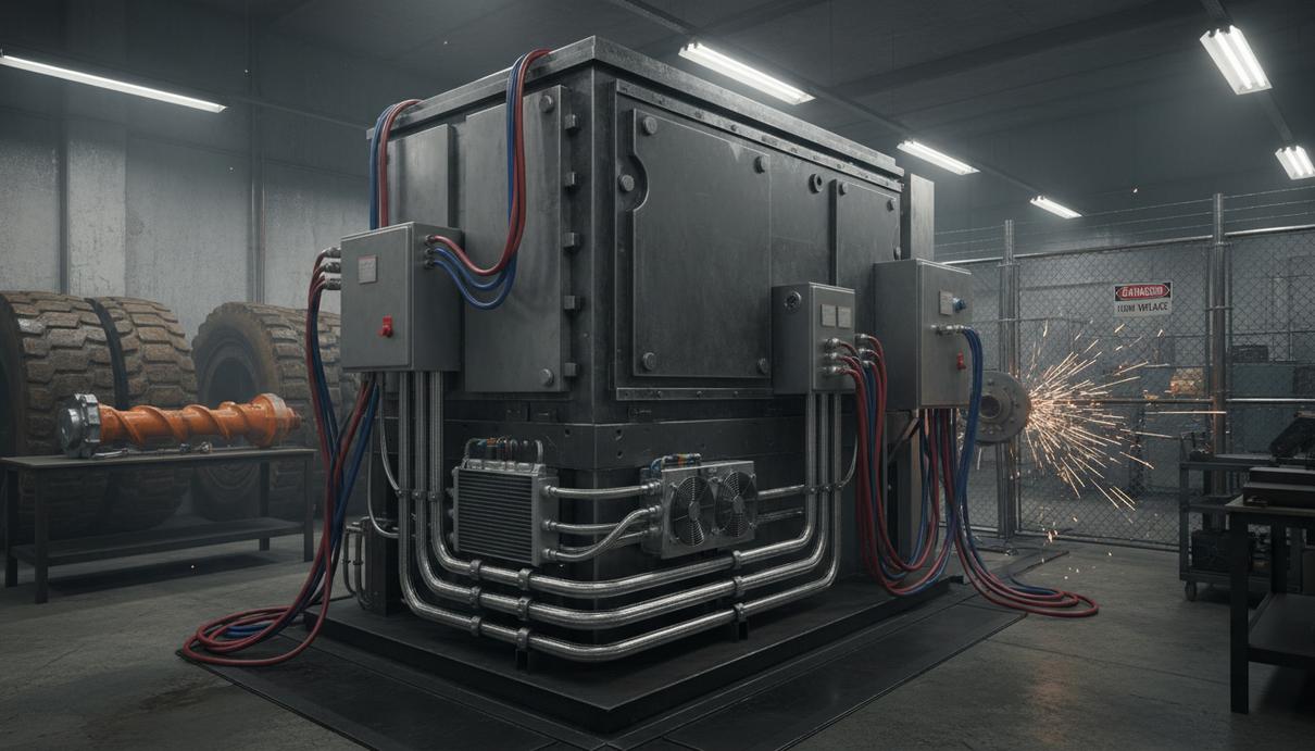 Тяговая аккумуляторная батарея с системой жидкостного охлаждения и силовыми кабелями