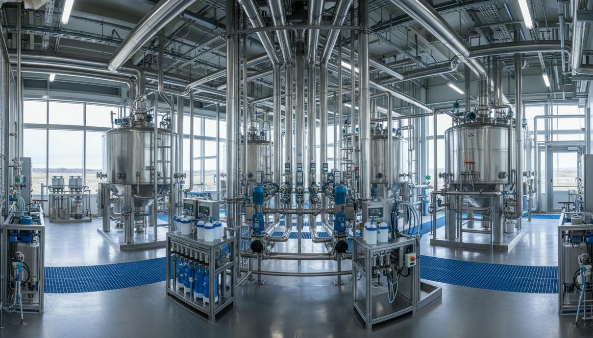 Промышленное насосное оборудование и система стальных труб на заводе по извлечению лития