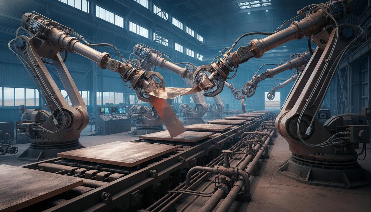 Промышленный робот для отделения медных листов от катодных матриц в цехе электролиза