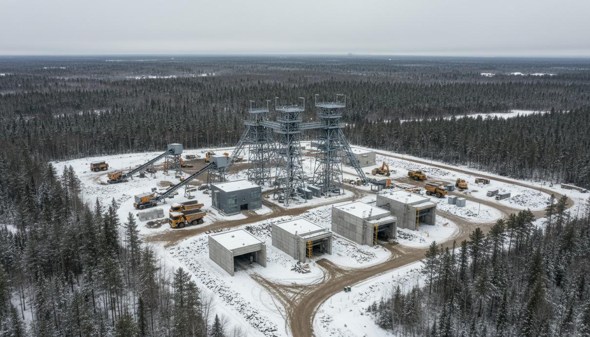 Современный промышленный учебный центр с тренировочными вышками и бетонными боксами на фоне леса