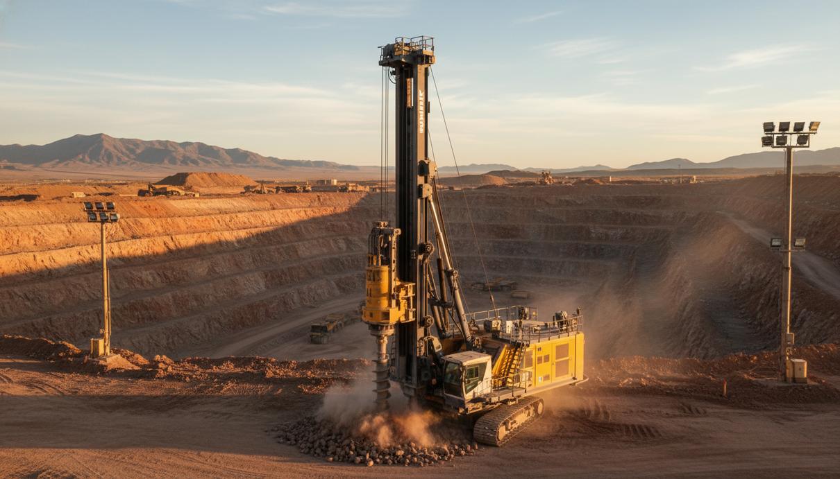 Автономная буровая установка на территории карьера медного рудника в штате Юта