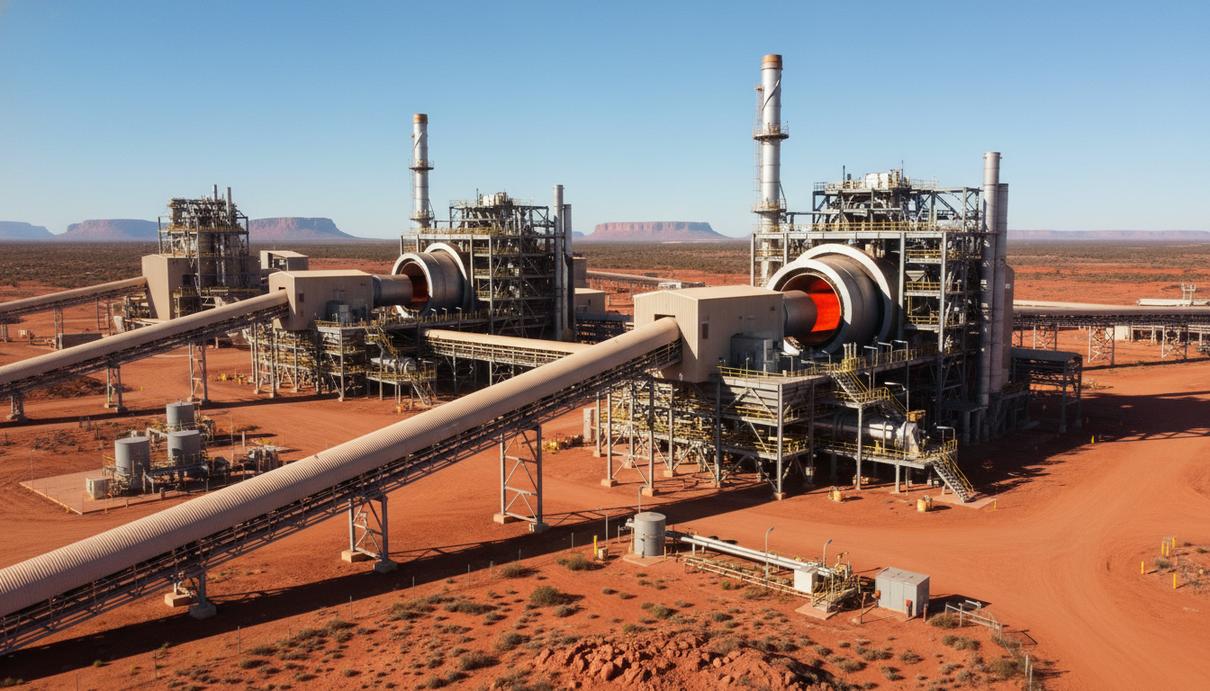 Промышленный комплекс по переработке лития в пустынном регионе Пилбара на западе Австралии
