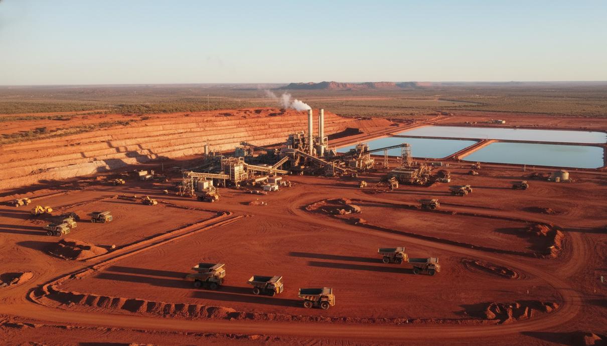 Промышленный пейзаж литиевого месторождения Кэтлин-Вэлли с карьером и инфраструктурой рудника