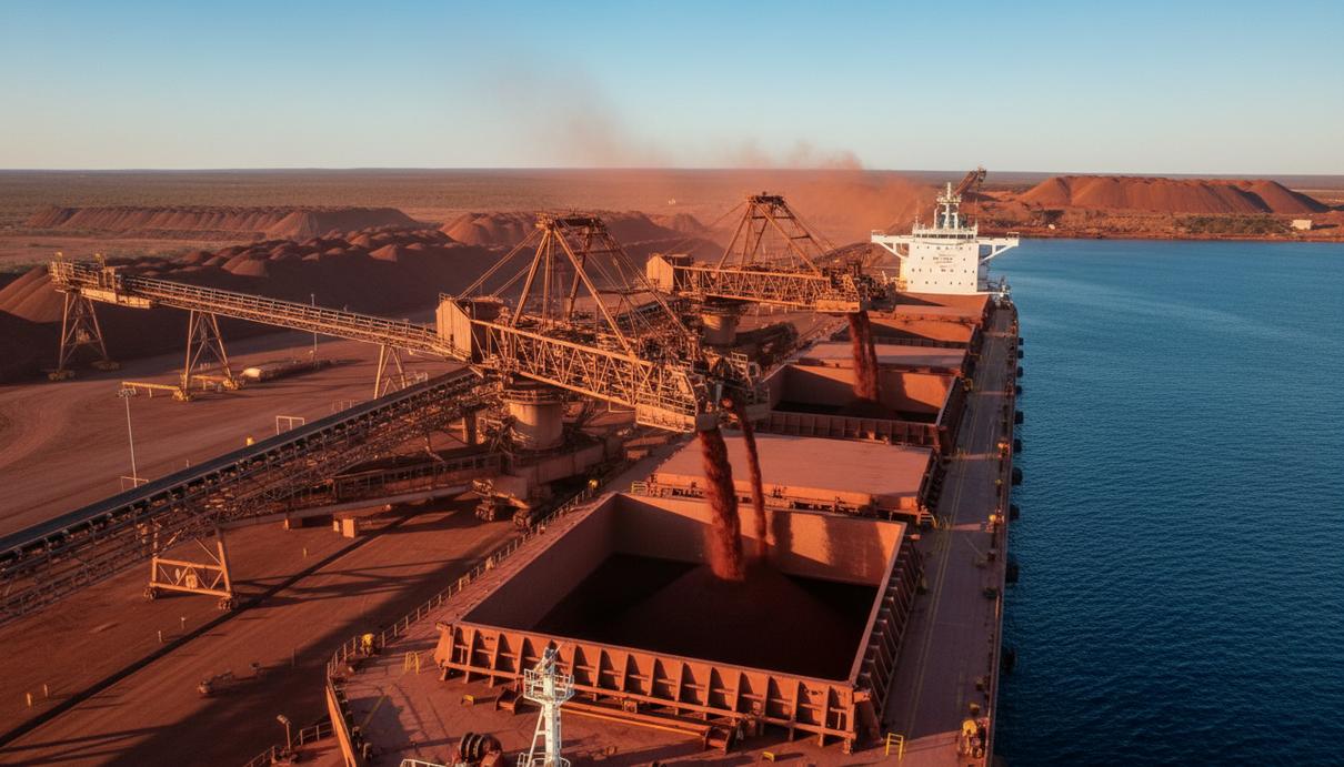 Rio Tinto отгрузила 8 млрд тонн железной руды из региона Пилбара Процесс погрузки железной руды на крупный сухогруз в промышленном порту Кейп-Ламберт в Австралии