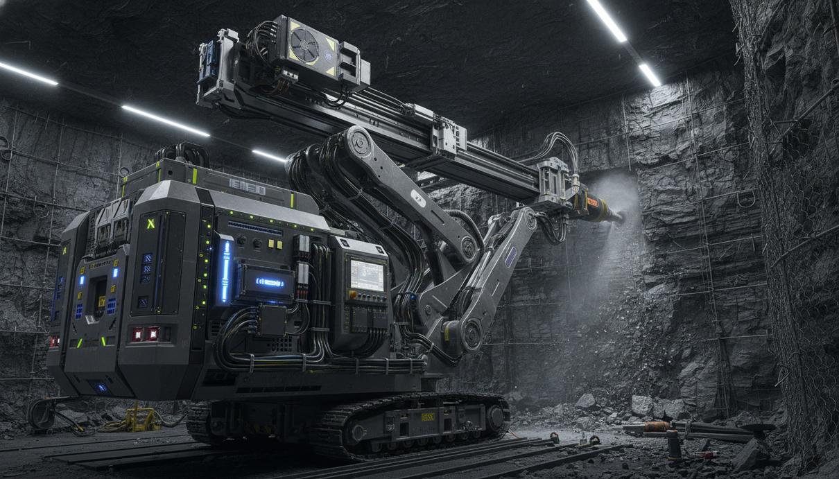 Sandvik расширяет возможности платформы AutoMine за счет технологий UFR Полуавтономная буровая установка с установленными электронными датчиками в подземном тоннеле шахты