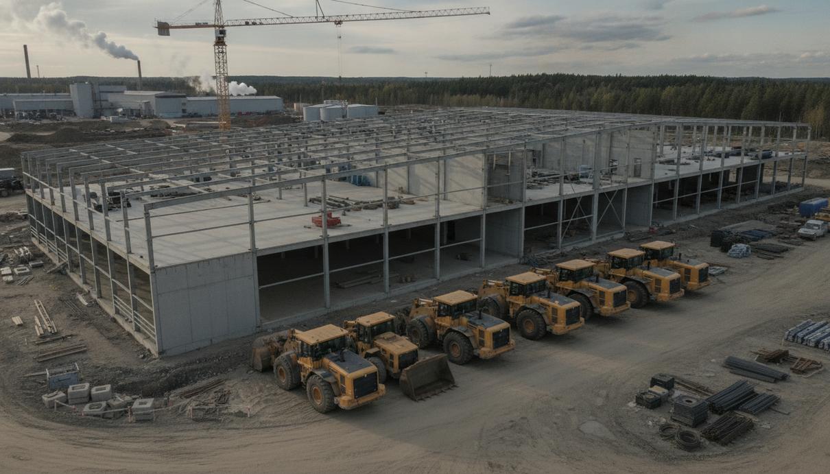 Sandvik построит новый логистический центр на заводе подземной техники в Турку Строительная площадка нового логистического центра на территории завода горного оборудования в Турку.