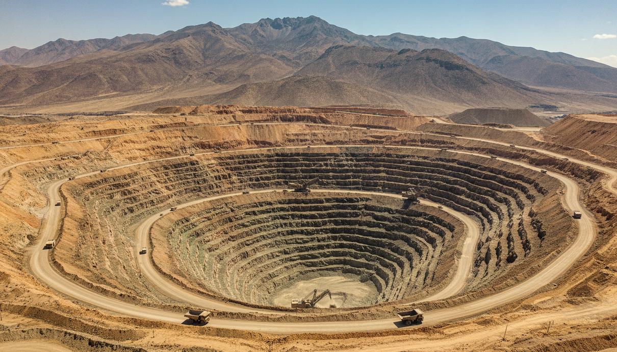 Проект Tía María в Перу оснастят беспилотной техникой Komatsu Большой карьер по добыче меди в Перу с террасными уступами и горнодобывающей техникой на фоне сухого горного пейзажа.