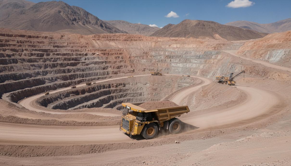 Беспилотники Anglo American перевезли 500 млн тонн на руднике в Перу Беспилотный карьерный самосвал Cat 794 AC едет по технологической дороге в огромном медном карьере Кельявеко в Перу.