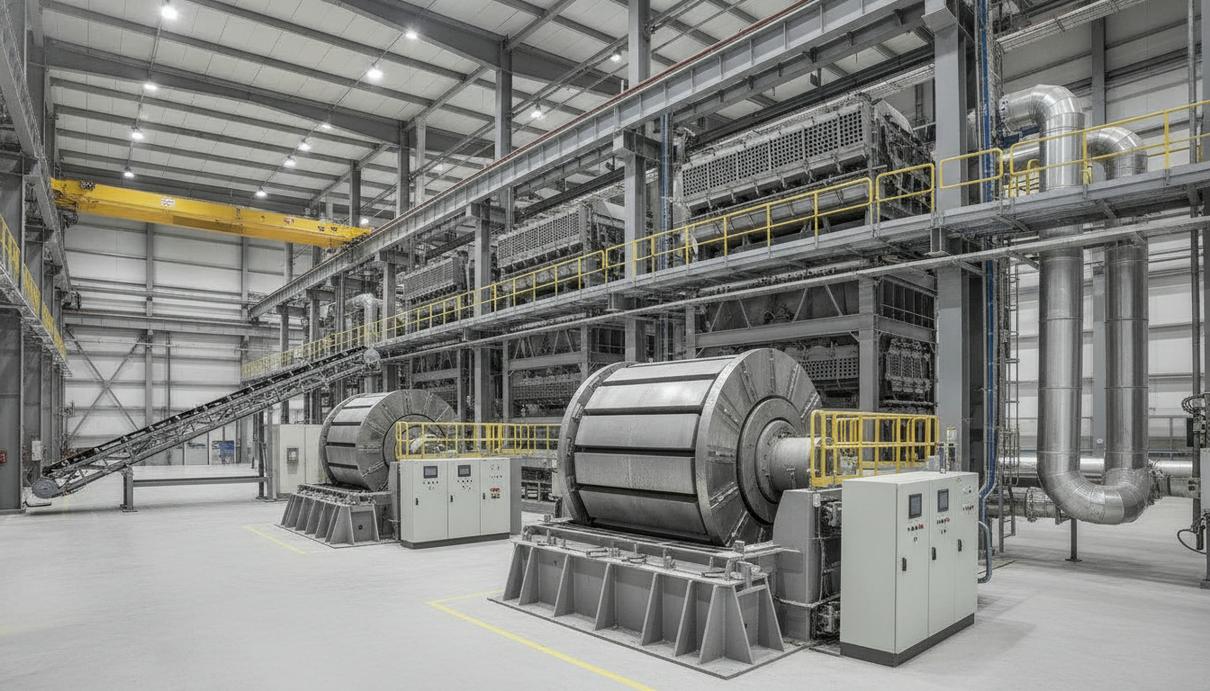 Weir предложила решения для снижения энергозатрат в добыче на 40% Промышленное оборудование для обогащения руды: вальцы высокого давления и вибрационные грохоты на современном заводе.