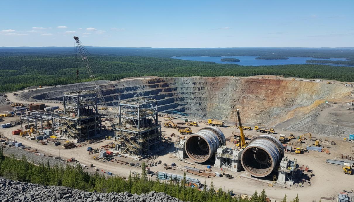 Troilus выбрала Metso поставщиком оборудования для проекта в Квебеке Крупная горнодобывающая техника, включая дробилки и мельницы, на стройплощадке золотомедного рудника в скалистой местности Квебека.